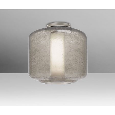 Besa Lighting Niles 10 Ceiling, Smoke Bubble/Opal, Satin Nickel, 1x60W Incandescent NILES10SOC-SN